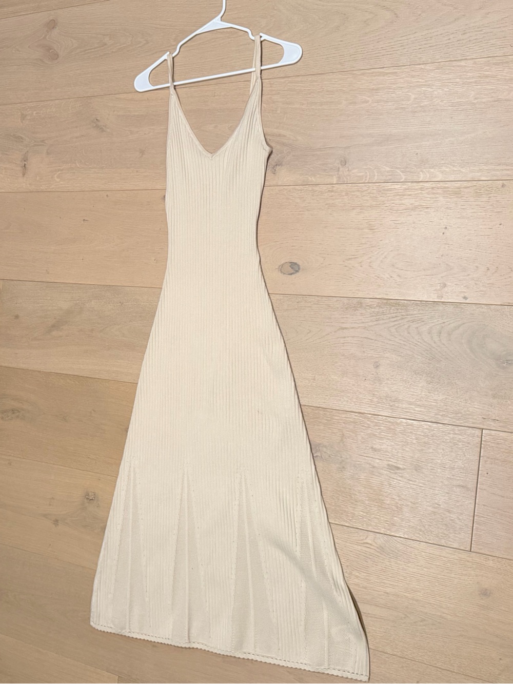 Caroline Constas Cream Ribbed Maxi Dress